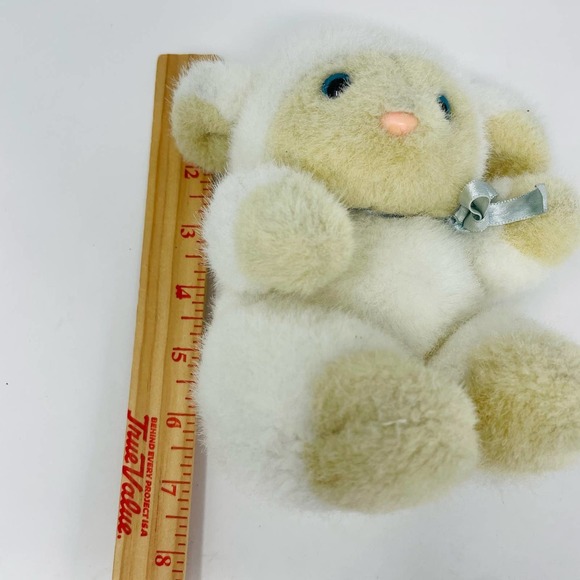 Vintage Shilla Little Lamb Plush Stuffed Animal 90's with blue ribbon #Hg4 - Picture 5 of 8
